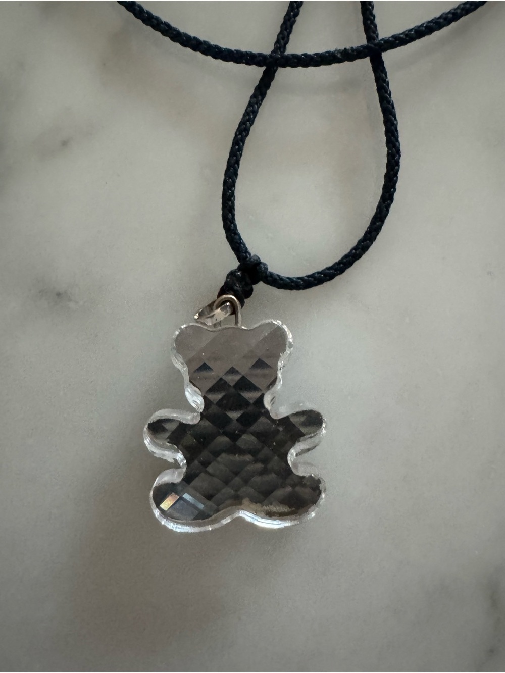 Swarovski Vintage Glass Clear Crystal Teddy Pendant Necklace